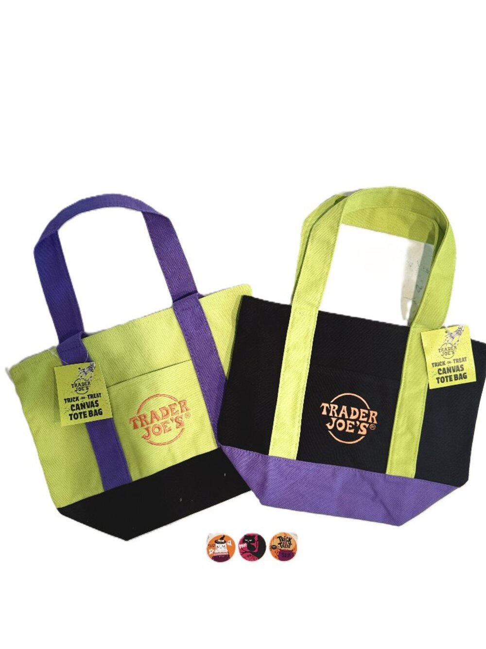 (SET of 2) 🎃 2026 Trader Joe’s Halloween Mini Canvas Tote Bags - MULTI Color
